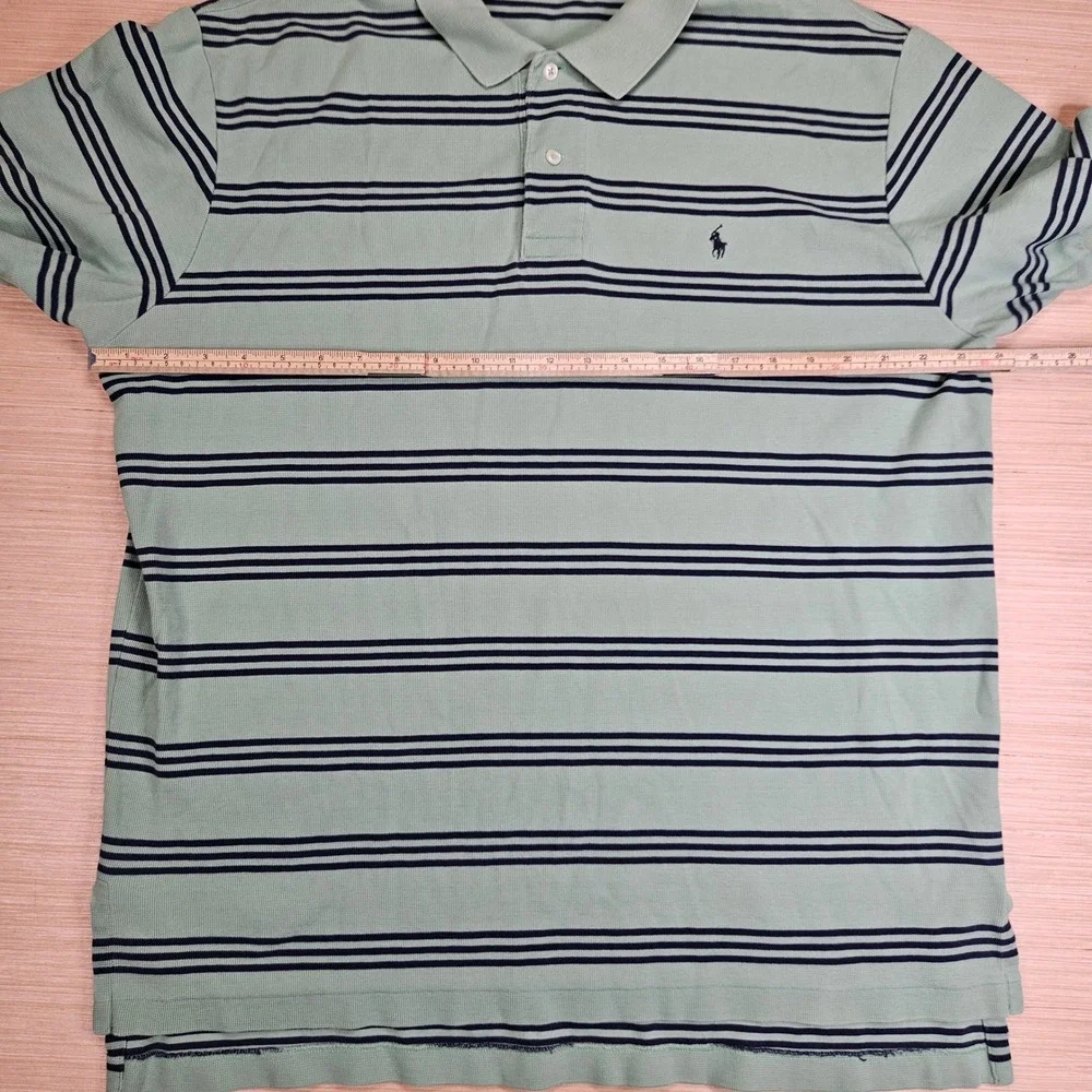 Polo Ralph Lauren Polo Mens XL Green Striped Short Sleeve Cotton Casual Shirt